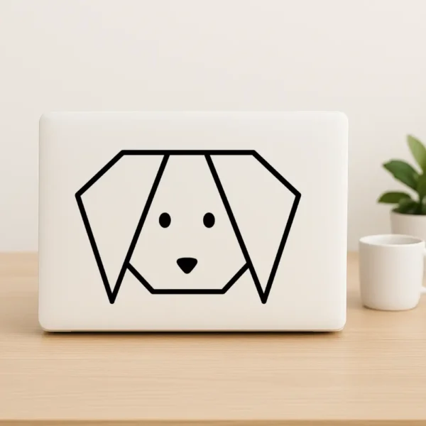 Origami hundehoved sticker klistermærke