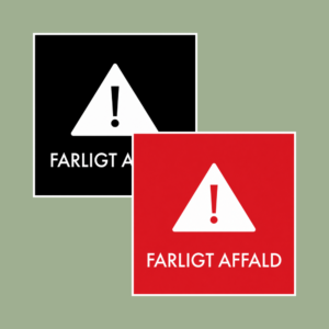 Farligt affald sortering klistermærke