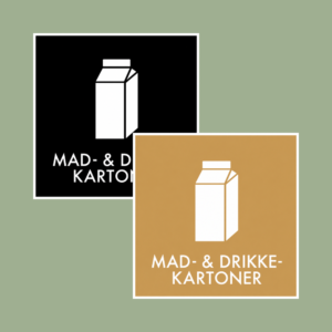 Mad- og drikkekartoner affaldssortering klistermærke