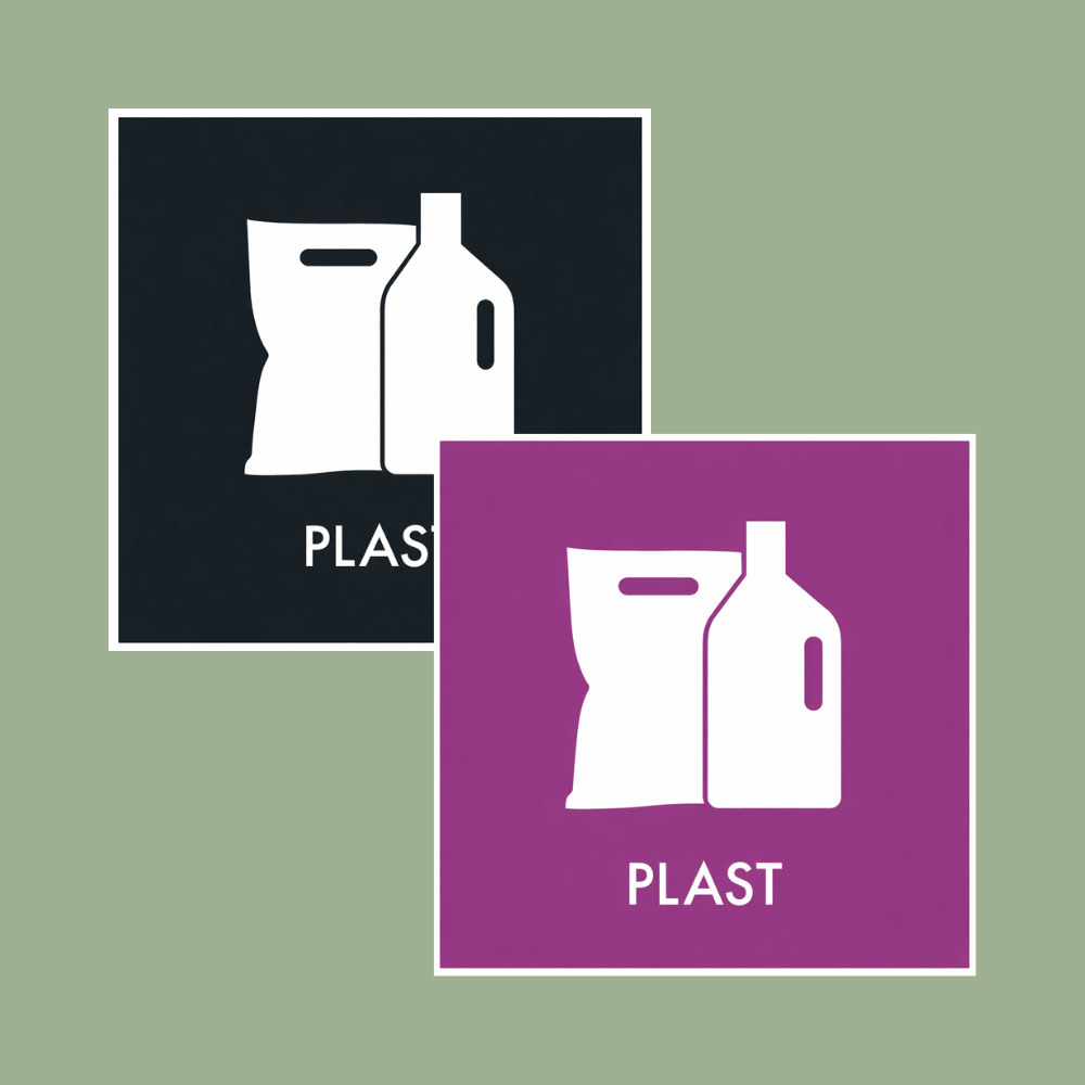 Plast affaldssortering klistermærke