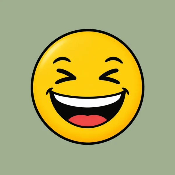 smiley der smiler og kniber øjnene sammen