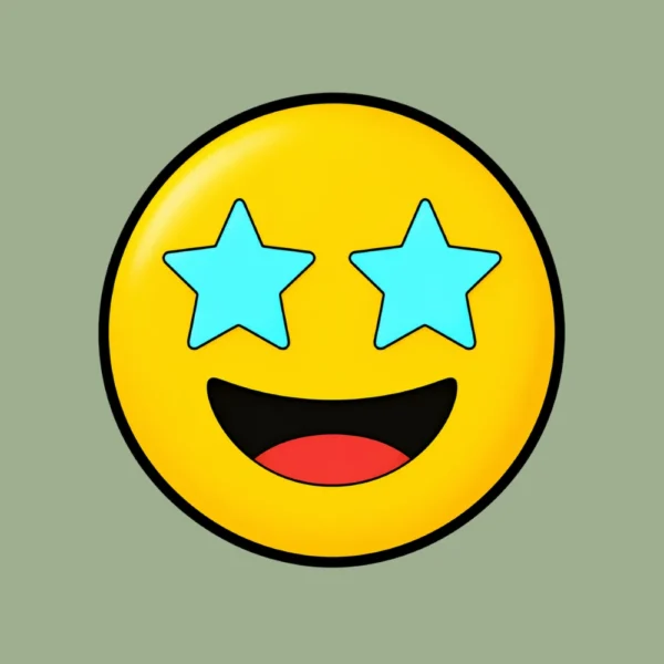 smiley med stjerner i øjnene