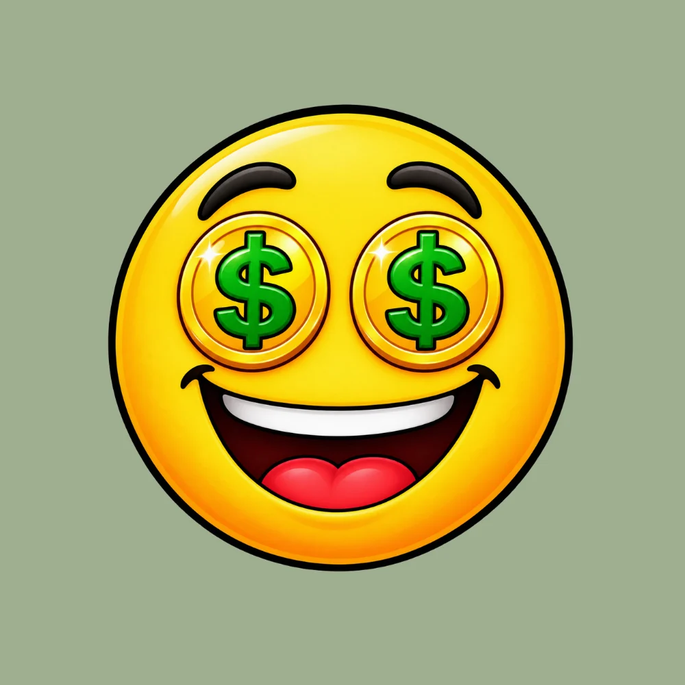 Smiley med dollartegn i øjnene