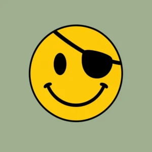 Smiley med klap for øjet